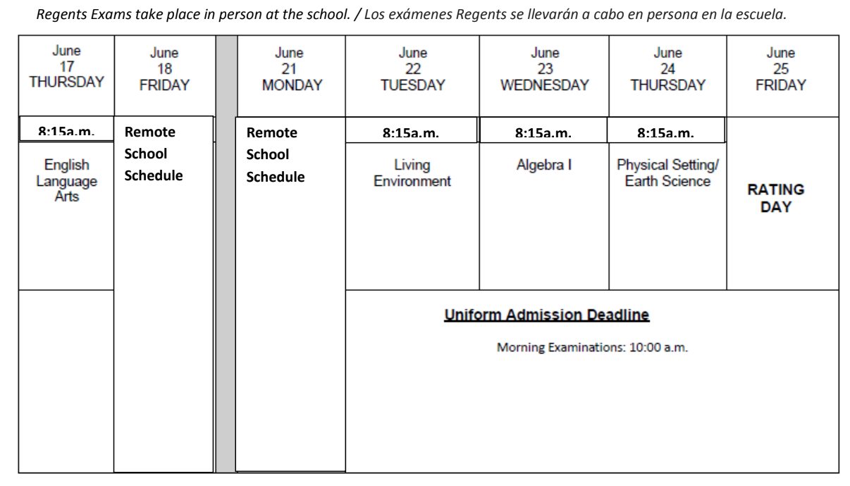 Regents Schedule - WCHS