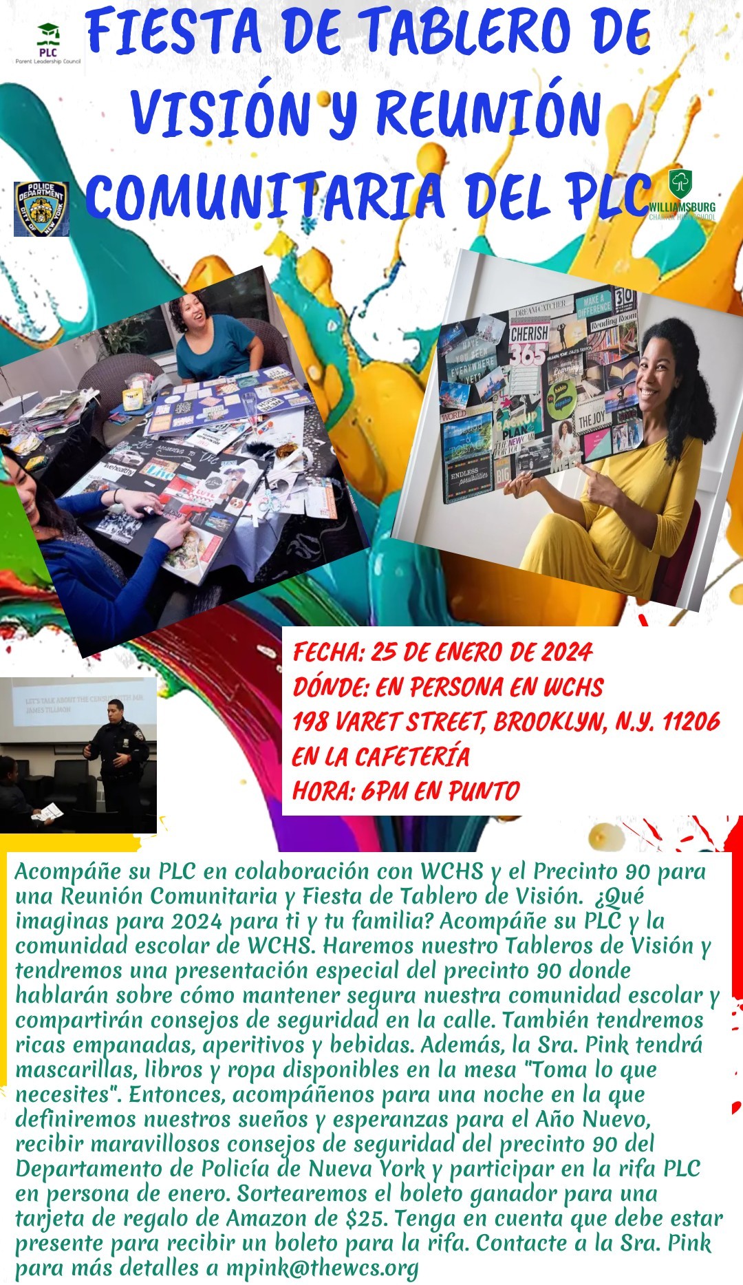 PLC VISION BOARD PARTY COMMUNITY TOWNHALL- SPANISH FLYER~2